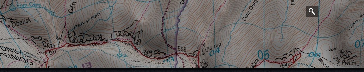 Relief map of Brecon Beacons including Pen y Fan
